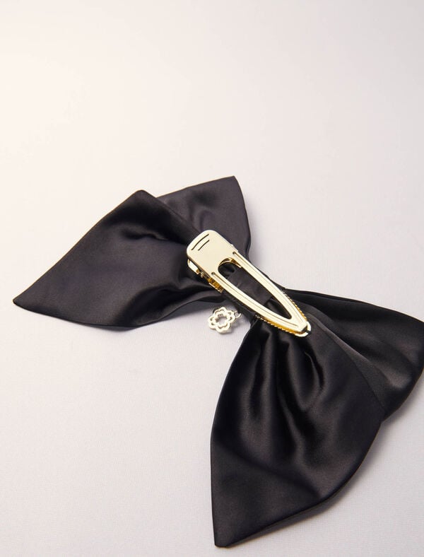Maje Barette Nœud En Satin Noir