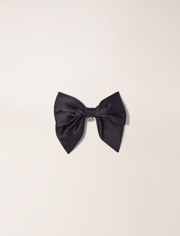 maje Barette nœud en satin Noir