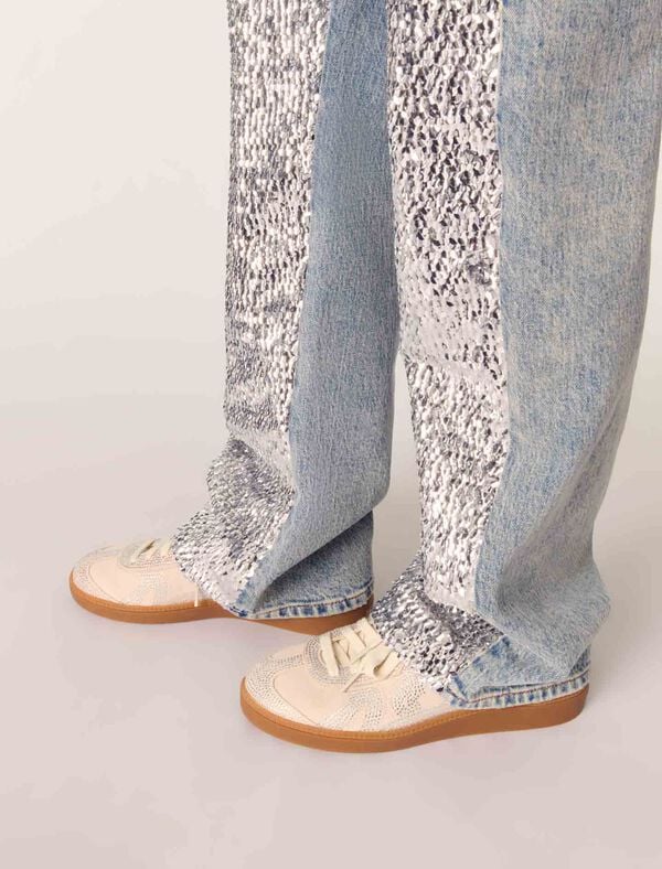 Maje Basket Casual à Strass Gris Clair