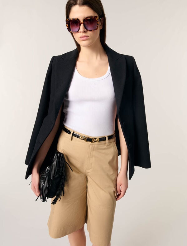 Maje Bermuda En Coton Beige