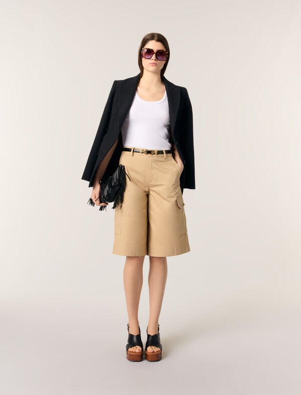 maje Bermuda en coton Beige