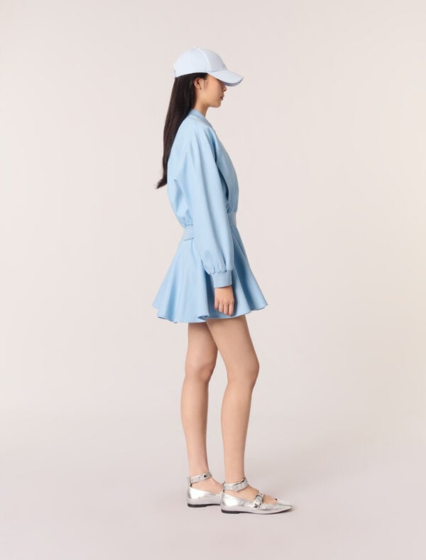 Maje Blouson Bomber Court En Denim Bleu Ciel