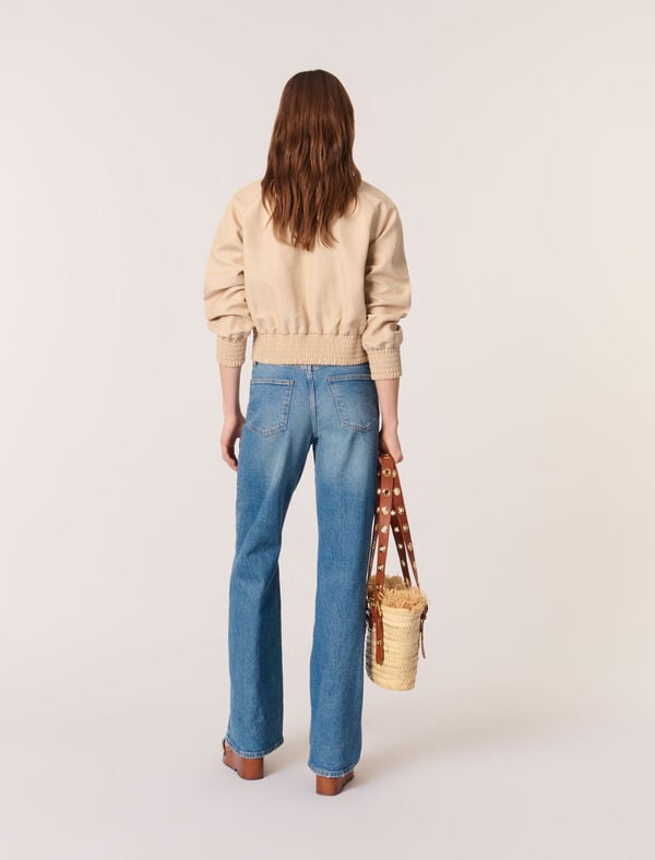Maje Blouson Bomber En Lin Et Coton Beige