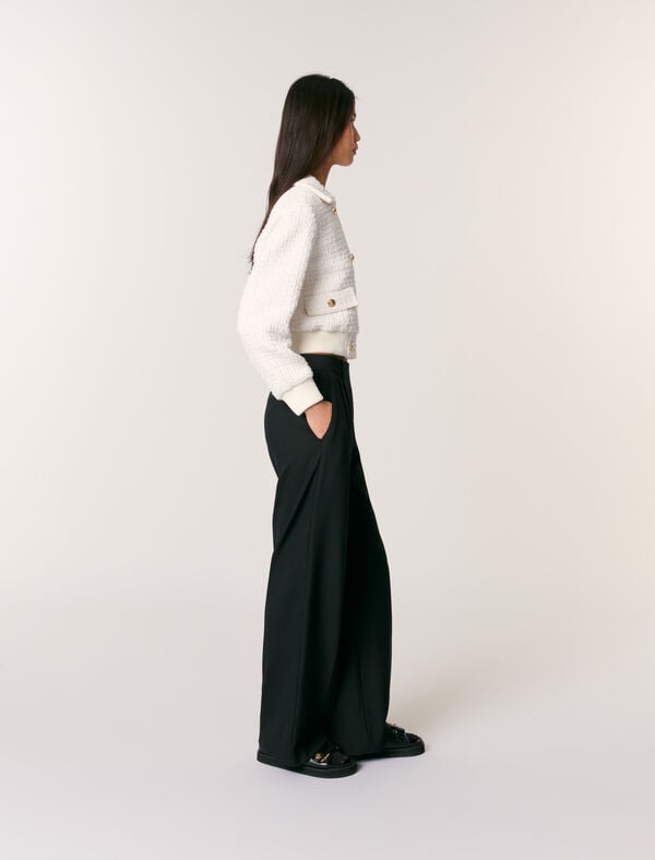 Maje Blouson Court En Tweed Ecru