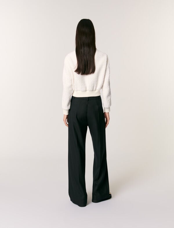 Maje Blouson Court En Tweed Ecru