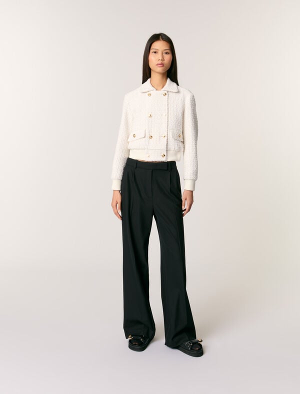 maje Blouson court en tweed Ecru