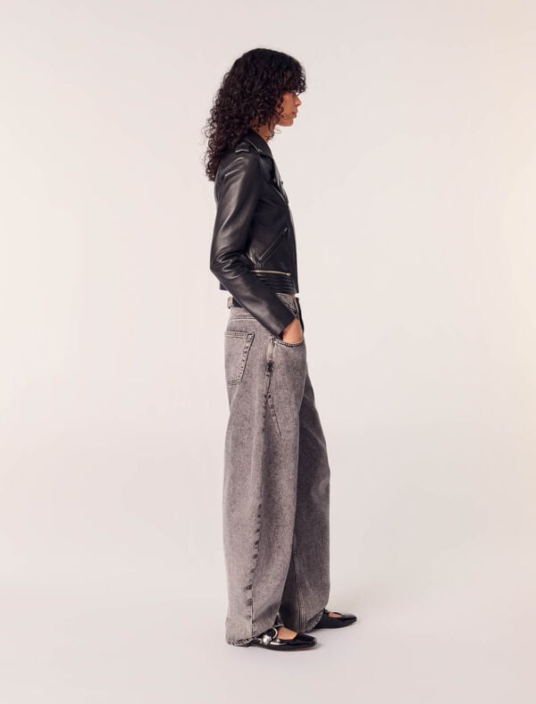 Maje Blouson En Cuir D'agneau Noir