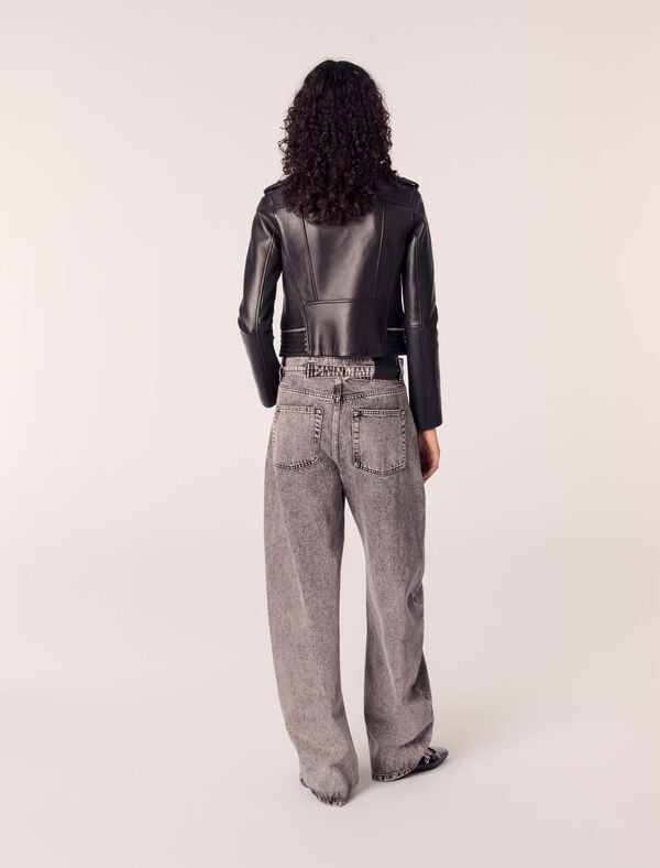 Maje Blouson En Cuir D'agneau Noir