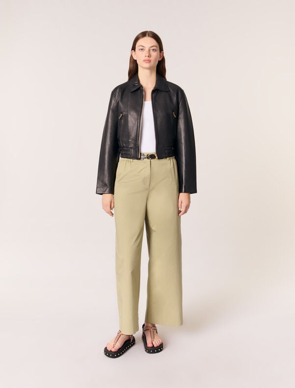 maje Blouson en cuir Noir