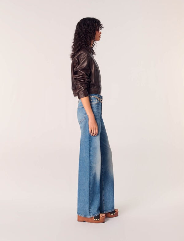Maje Blouson En Cuir Vintage Marron