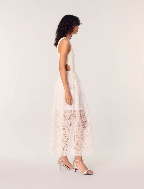 Maje Body à Dos Ouvert Et Col Bijoux Blanc