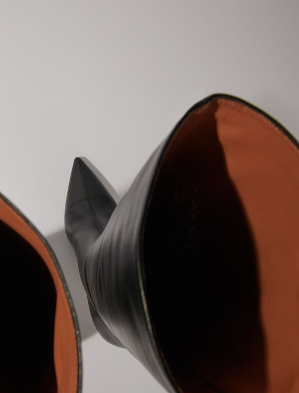 Maje Bottes En Cuir à Bouts Pointus Noir