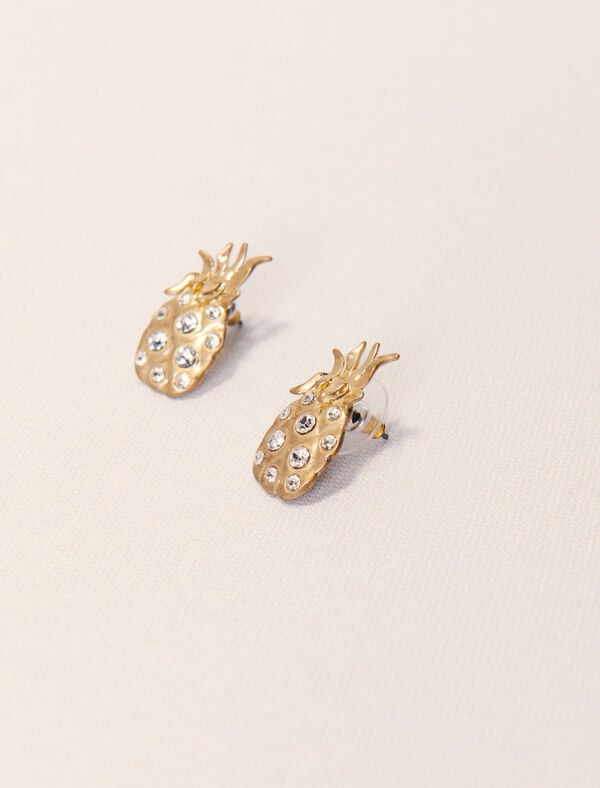 Maje Boucles D'oreilles Ananas à Strass Or