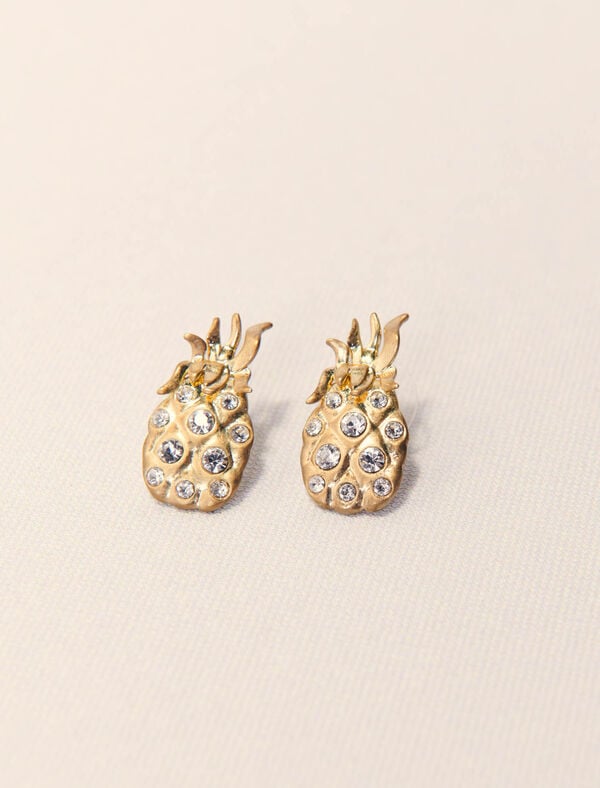 Maje Boucles D'oreilles Ananas à Strass Or