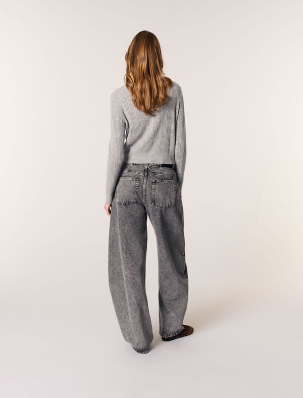 Maje Cardigan à Col Bijoux Amovible Gris