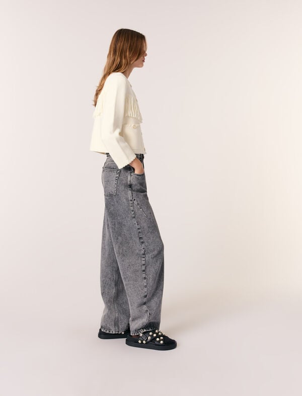 Maje Cardigan à Franges Ecru