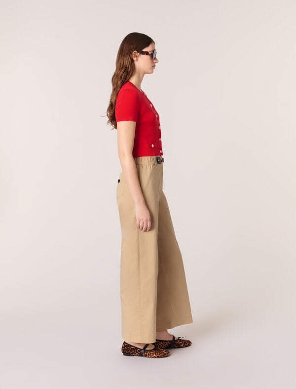 Maje Cardigan Court à Boutons Dorés Rouge