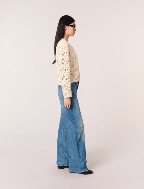 Maje Cardigan Court à Crochet Ecru