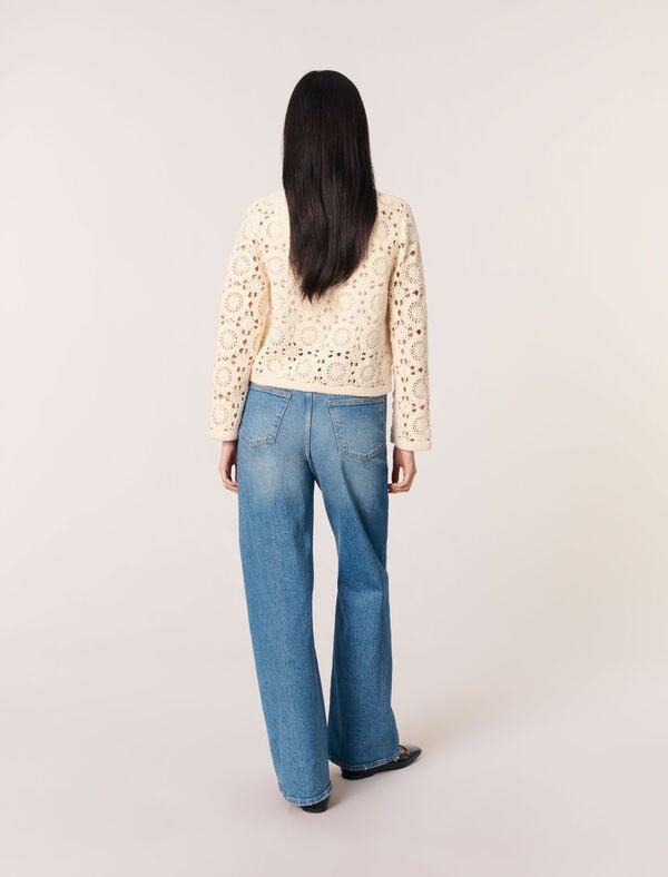 Maje Cardigan Court à Crochet Ecru