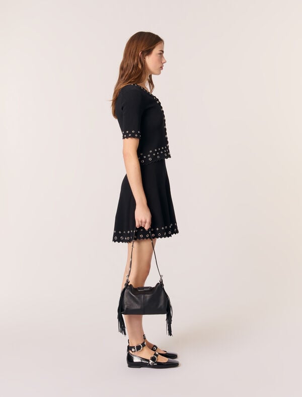 Maje Cardigan Court à œillets Noir