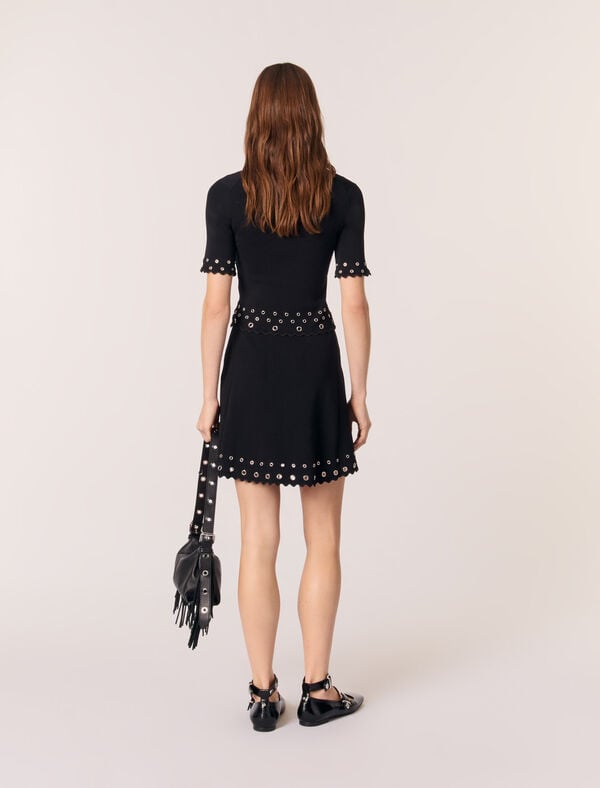 Maje Cardigan Court à œillets Noir