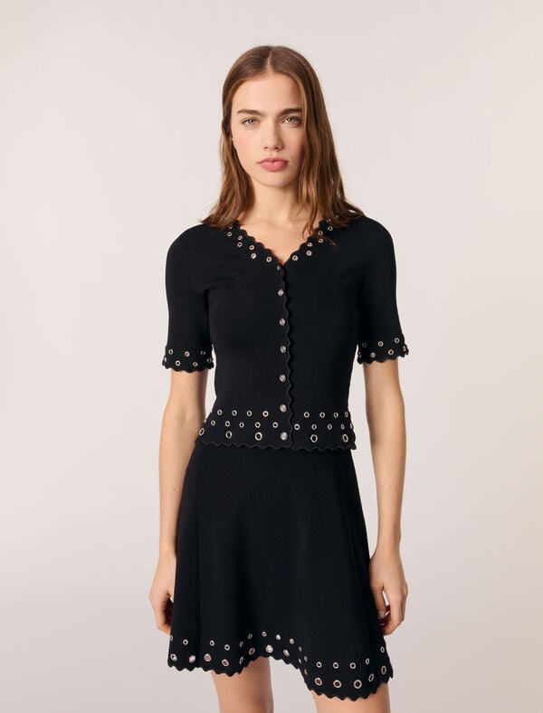 Maje Cardigan Court à œillets Noir