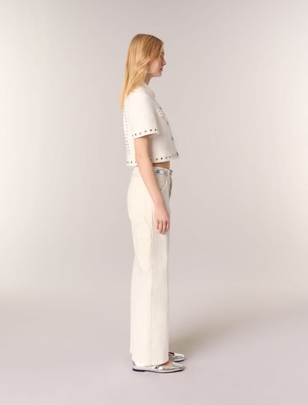 Maje Cardigan Court à Studs Ecru