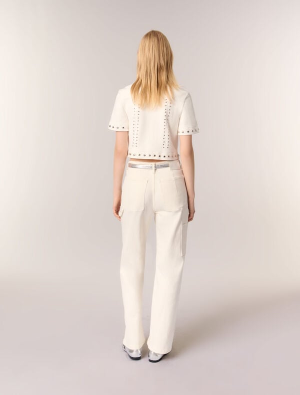 Maje Cardigan Court à Studs Ecru