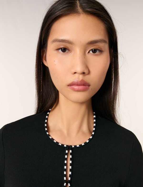 Maje Cardigan Court Noir / Ecru