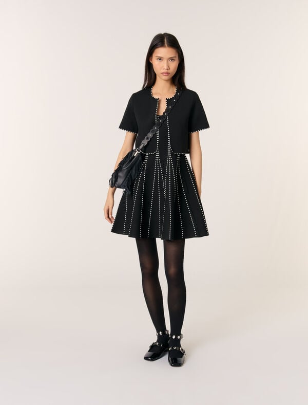 maje Cardigan court Noir / Ecru