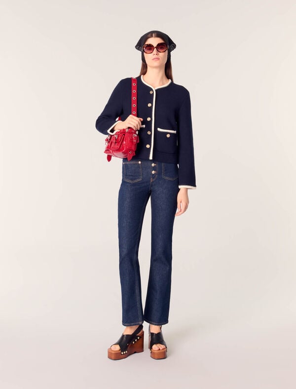 maje Cardigan en laine mélangée Marine