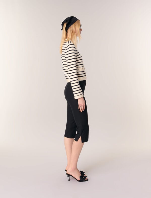 Maje Cardigan En Maille à Rayures Marine / Ecru