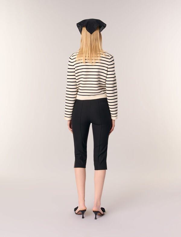 Maje Cardigan En Maille à Rayures Marine / Ecru