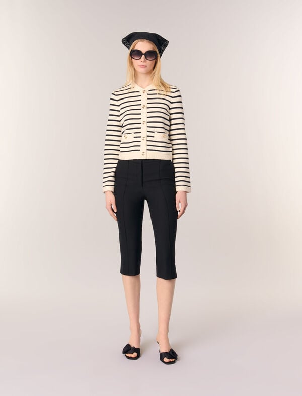 maje Cardigan en maille à rayures Marine / Ecru