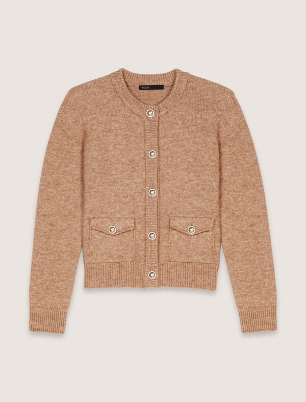 maje Cardigan en maille Camel