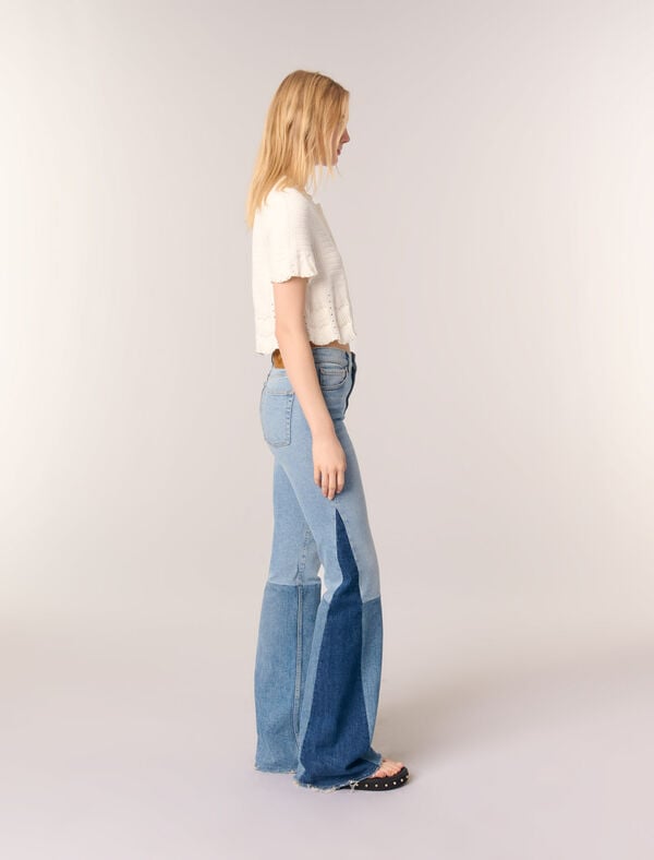 Maje Cardigan En Maille Pointelle Perlée Blanc