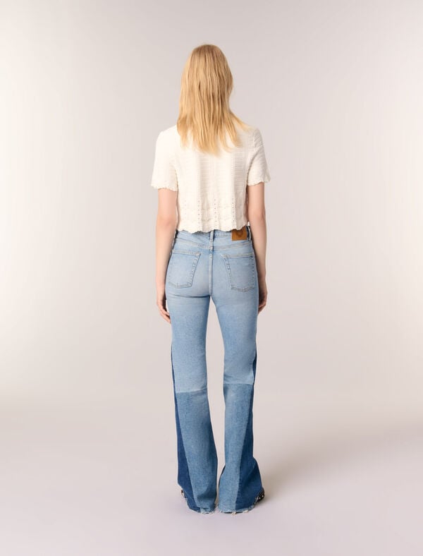 Maje Cardigan En Maille Pointelle Perlée Blanc