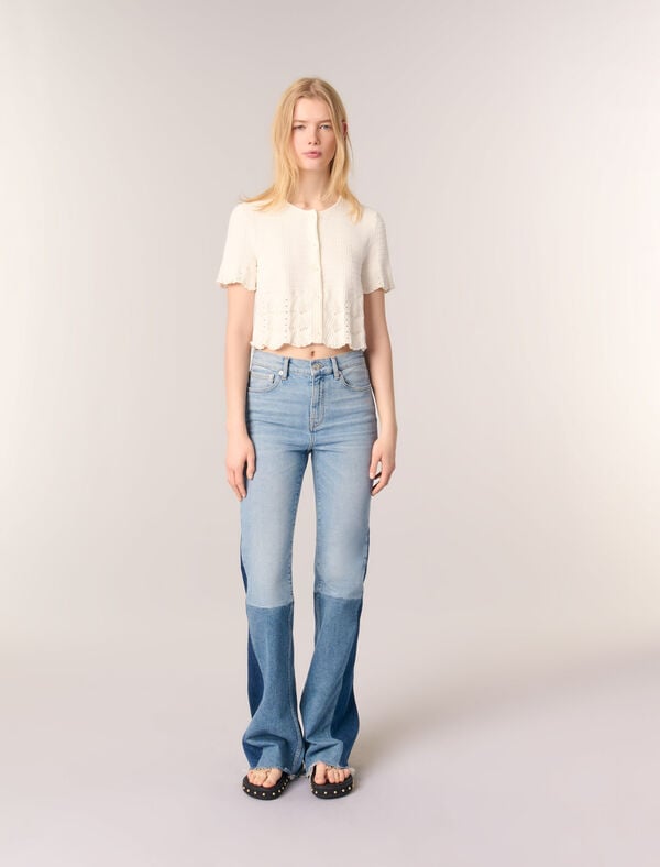 maje Cardigan en maille pointelle perlée Blanc