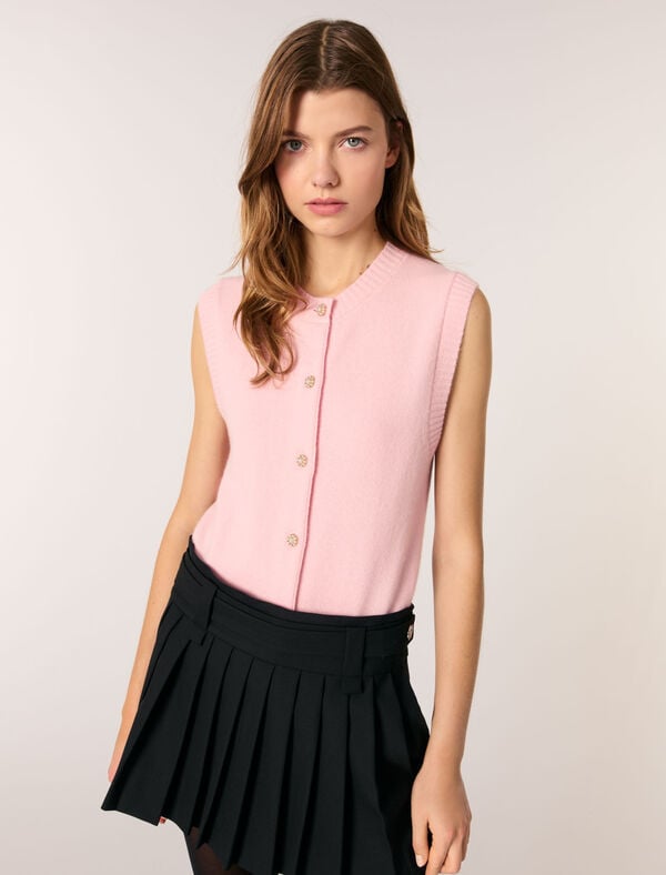 Maje Cardigan Sans Manches En Laine Rose