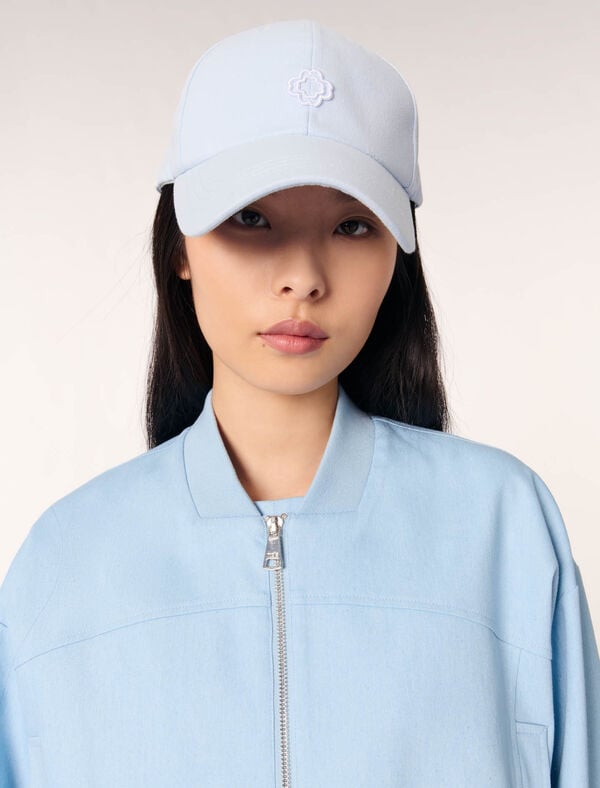 Maje Casquette En Coton Bleu Ciel