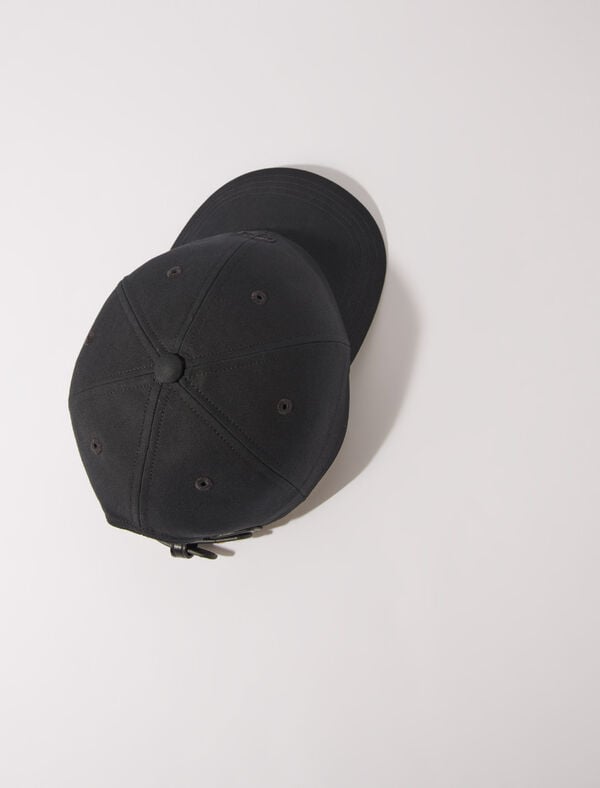 Maje Casquette En Coton Et Boucle Dorée Noir