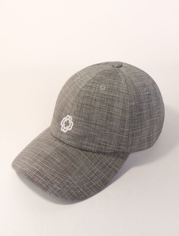 Maje Casquette En Coton Imprimé Gris