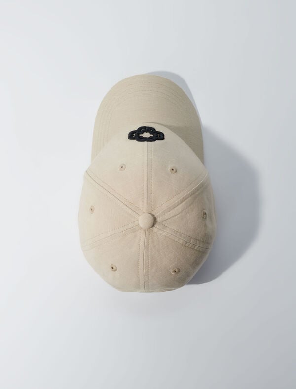 Maje Casquette En Lin Et Coton Ecru