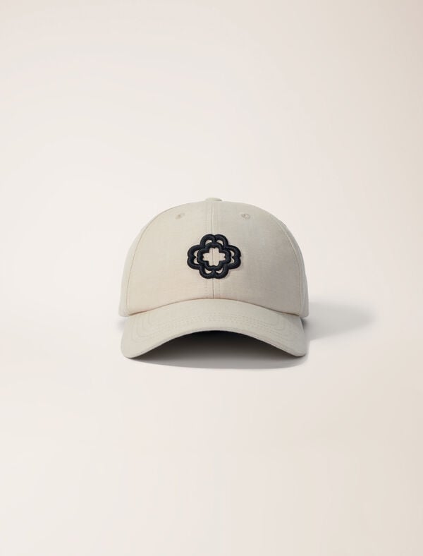 maje Casquette en lin et coton Ecru