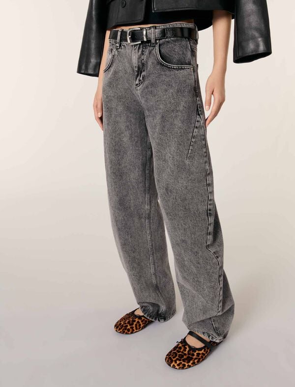 Maje Ceinture En Cuir Et Boucle Carrée Noir