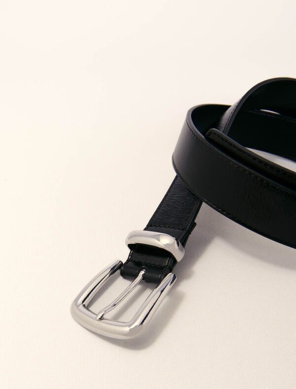 Maje Ceinture En Cuir Et Boucle Carrée Noir