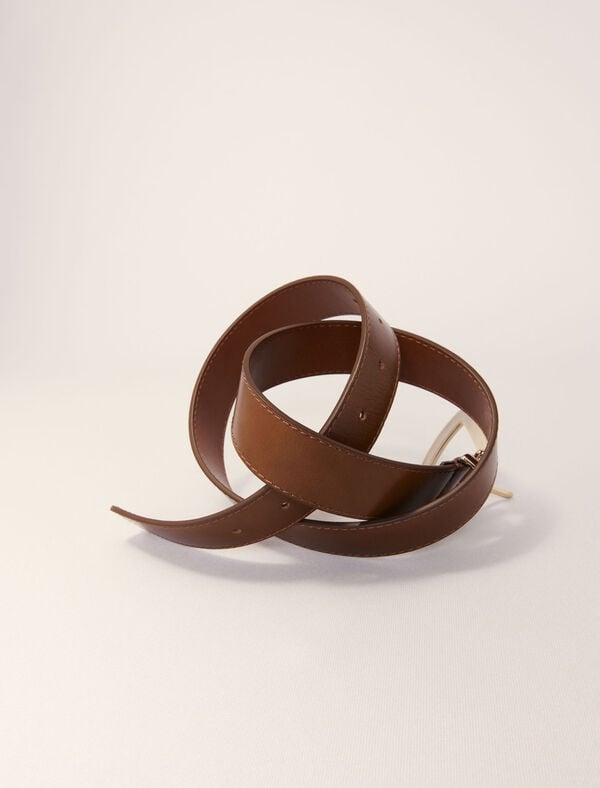 Maje Ceinture En Cuir Et Boucle Carrée Noir