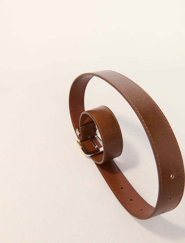 Maje Ceinture En Cuir Et Boucle Carrée Noir