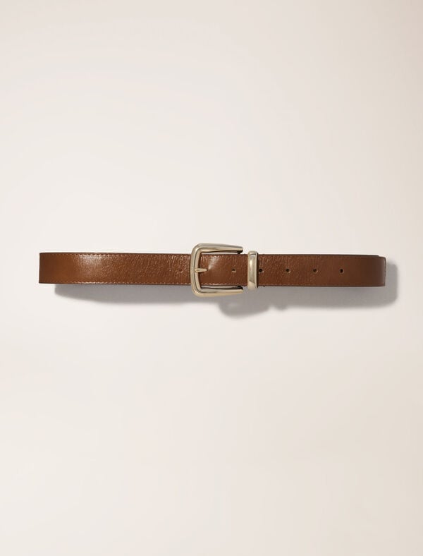 maje Ceinture en cuir et boucle carrée Noir