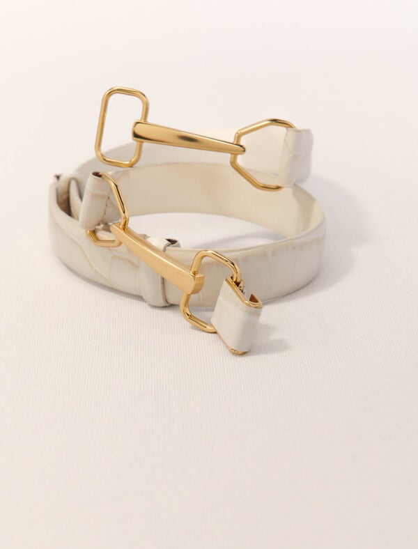 Maje Ceinture En Cuir Et Boucle Mors Ecru